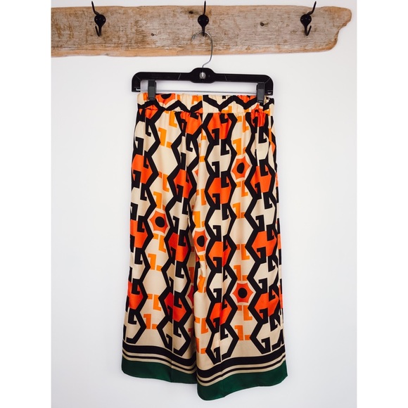 Gucci Printed Silk-Twill Culottes Wide Leg GG 36 - Picture 8 of 16